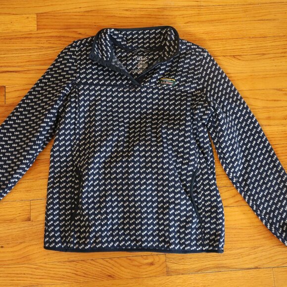 L.L. Bean Birds Eye Pullover Fleece Quarter Button Womens Size L - Picture 1 of 2